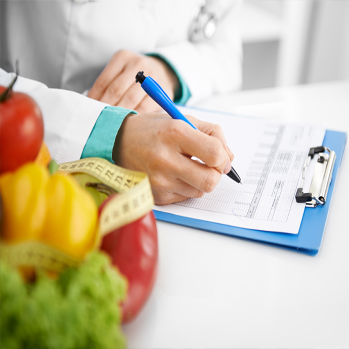 Doctor with healthy foods