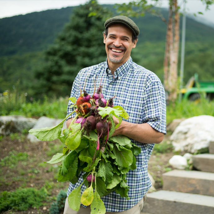 Man with vegetables