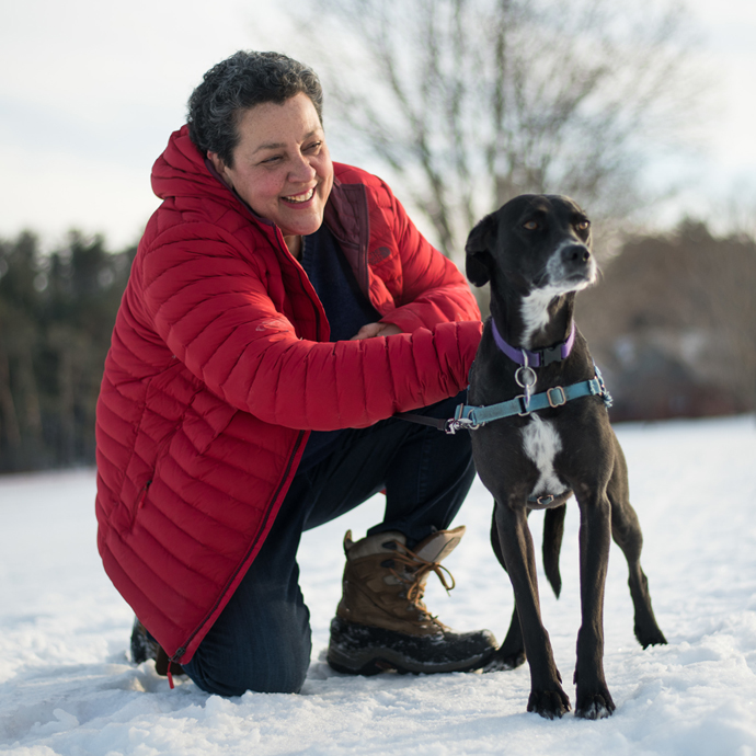Woman-Dog-Winter.jpg Woman enjoying a Vermont winter with her dog