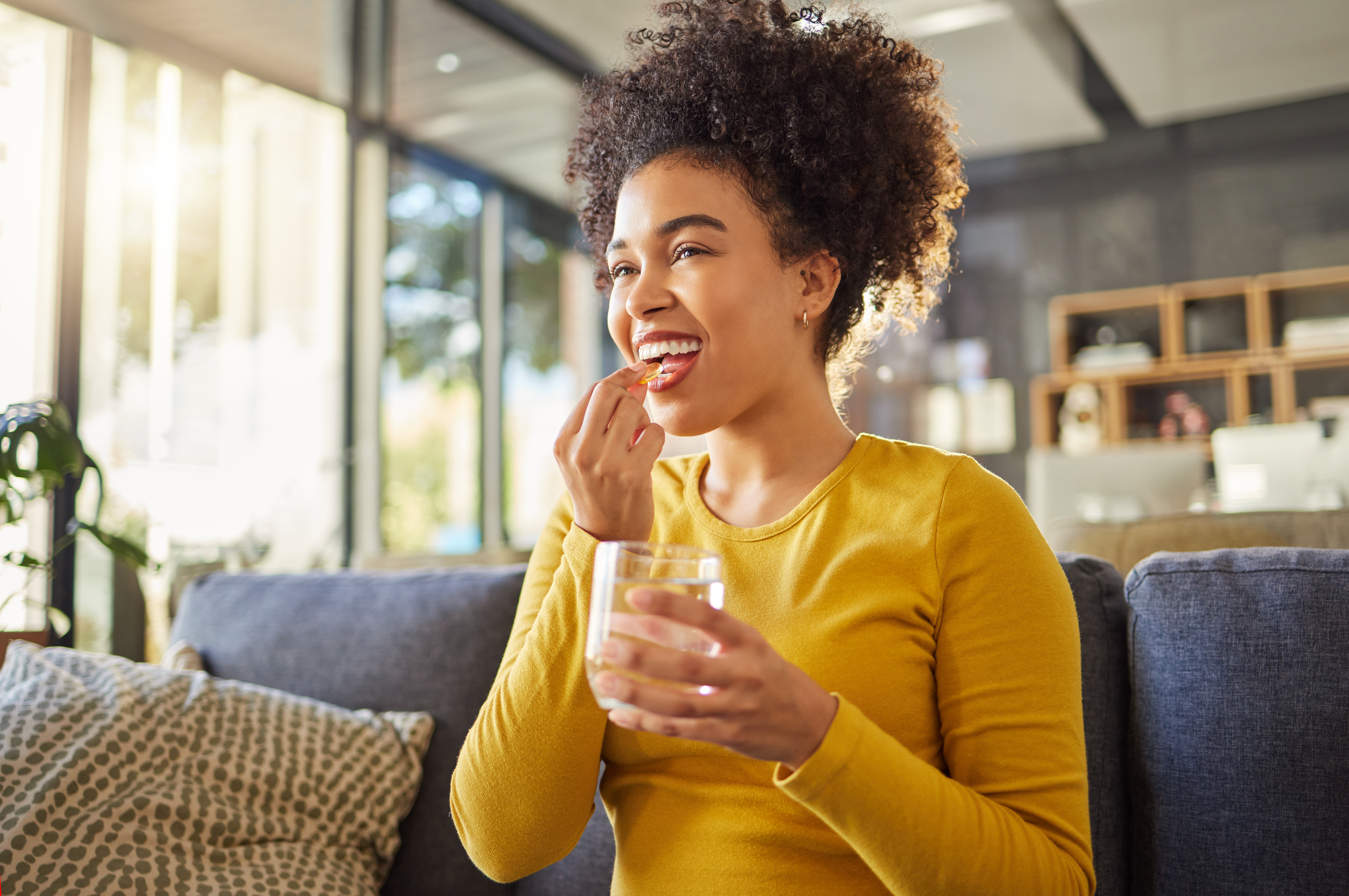 Taking medication with water at home