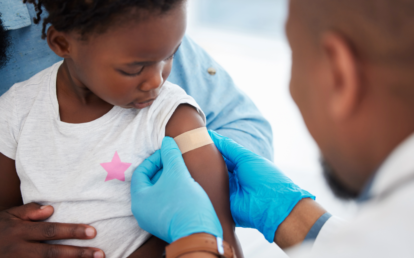 young girl after vaccination