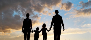 Silhouette of Family Outside