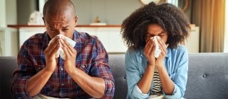Family suffering from seasonal allergies
