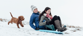 Sledding in the winter