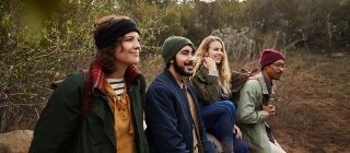 group of friends hiking in vermont