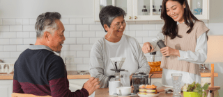 family making coffee