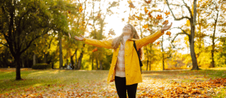 woman enjoying a fall day