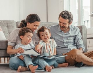family reading together