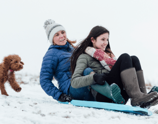 Sledding in the winter