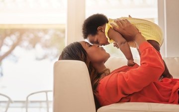 Mother and Son on Couch