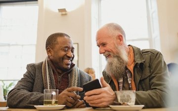 Elderly men at a coffee shop