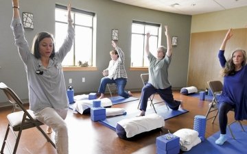 Group yoga session to help patients with their pain