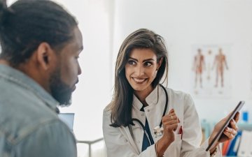 Patient with his primary care provider during a health visit