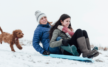 Sledding in the winter