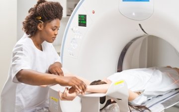 Patient preparing for an MRI