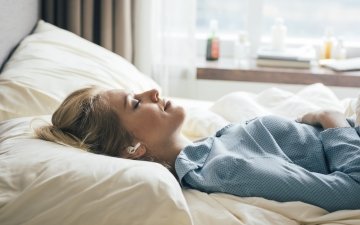 Wellness white woman resting sleeping