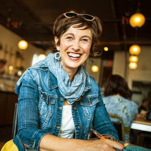 female at a cafe female at a cafe