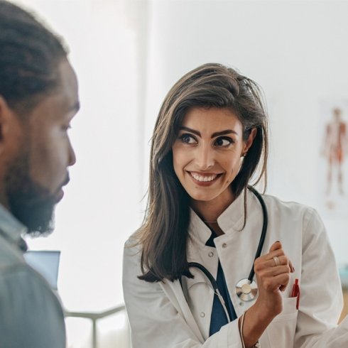 Patient with his primary care provider during a health visit