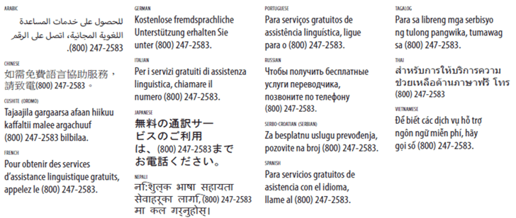 Translation Services Notice