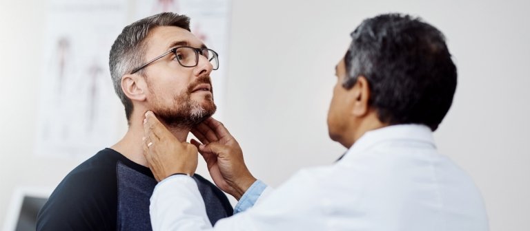 Patient with his primary care provider during a health visit