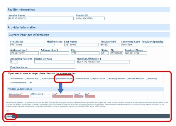 Image example showing how to make a change for provider verification