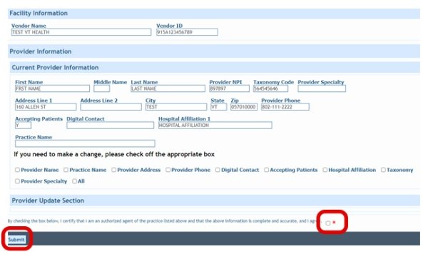 Where to accept and submit provider verification