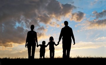 Silhouette of Family Outside