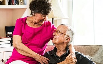 Elderly couple at their home