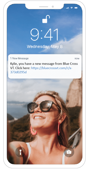 Relay Text Message Example from Blue Cross Vermont