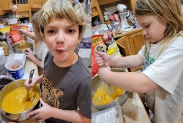 Katie Ware's Kids Mixing Wet Ingredients