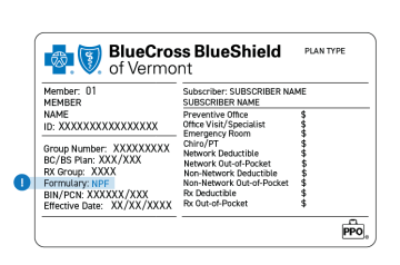 Blue Cross VT Member ID Card with Formulary